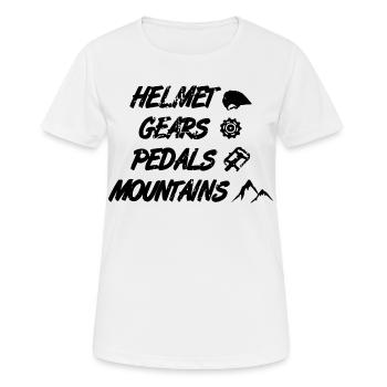 Helm Gangschaltung Pedale Berge - Frauen T-Shirt atmungsaktiv - Weiß - Vorne - AI Model Female 172 dark (172cm)