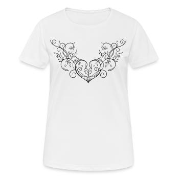Herz Blätter Ornament Tattoo Schnörkel - Frauen T-Shirt atmungsaktiv - Weiß - Vorne - AI Model Female 172 dark (172cm)