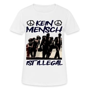 Kein Mensch ist Illegal - Frauen T-Shirt atmungsaktiv - Weiß - Vorne - AI Model Female 172 dark (172cm)