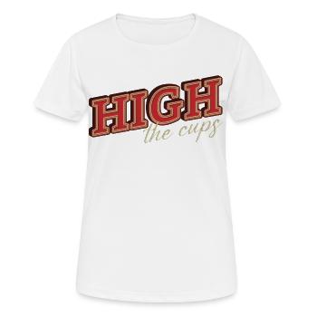 High the cups - Frauen T-Shirt atmungsaktiv - Weiß - Vorne - AI Model Female 172 dark (172cm)