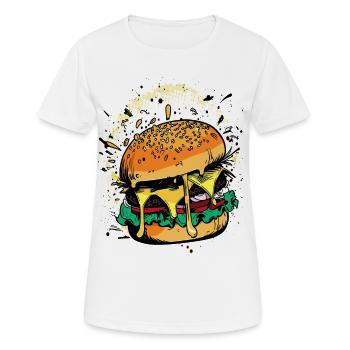 Cheeseburger Comic Burger - Frauen T-Shirt atmungsaktiv - Weiß - Vorne - AI Model Female 172 dark (172cm)