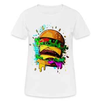 Graffiti Burger Cheeseburger coloré - T-shirt respirant Femme - blanc - Devant - AI Model Female 172 dark (172cm)
