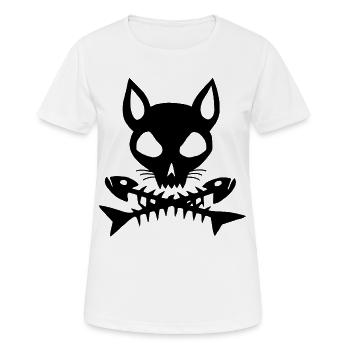 Schwarzer Katzenschädel - Frauen T-Shirt atmungsaktiv - Weiß - Vorne - AI Model Female 172 dark (172cm)
