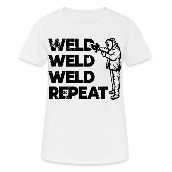 Schweißen Wiederholen - Frauen T-Shirt atmungsaktiv - Weiß - Vorne - AI Model Female 172 dark (172cm)