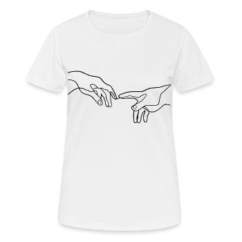 The Creation of Adam hands - Women's Breathable T-Shirt - white - Front - AI Model Female 172 dark (172cm)