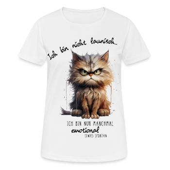 Grimmige Katze im Aquarellstil - Frauen T-Shirt atmungsaktiv - Weiß - Vorne - AI Model Female 172 dark (172cm)