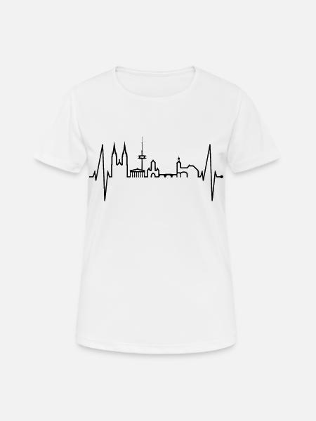 Regensburg Skyline Herzschlag Liebe Regensburger - Frauen T-Shirt atmungsaktiv - Weiß