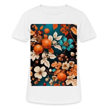 Autumn flowers with tangerines and nuts - Women's Breathable T-Shirt - white - Front - AI Model Female 172 dark (172cm)