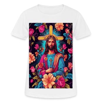 Jesus Christus - Frauen T-Shirt atmungsaktiv - Weiß - Vorne - AI Model Female 172 dark (172cm)