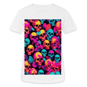 Neon Totenköpfe - Frauen T-Shirt atmungsaktiv - Weiß - Vorne - AI Model Female 172 dark (172cm)