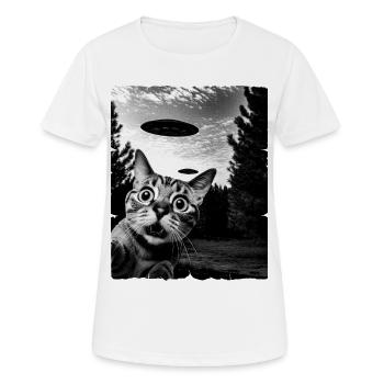 Chat Austerrestrial Invasion Uap Bizarre - T-shirt respirant Femme - blanc - Devant - AI Model Female 172 dark (172cm)