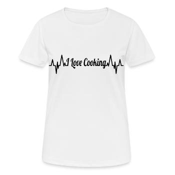 Ich liebe es zu kochen Pulsschlag - Frauen T-Shirt atmungsaktiv - Weiß - Vorne - AI Model Female 172 dark (172cm)