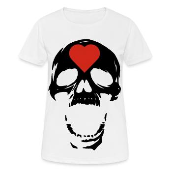 Der schwarze Schädel und das Herz - Frauen T-Shirt atmungsaktiv - Weiß - Vorne - AI Model Female 172 dark (172cm)