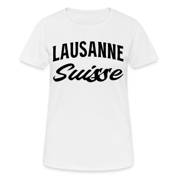 Lausanne Suisse – Typographie au charme francophone - T-shirt respirant Femme - blanc - Devant - AI Model Female 172 dark (172cm)