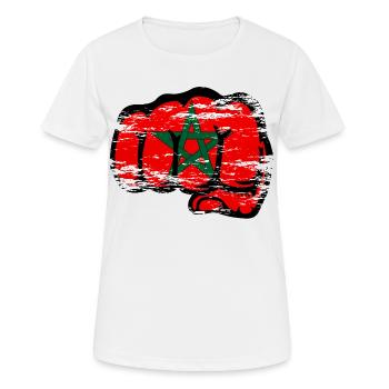 Poing de main du drapeau marocain utilisé - T-shirt respirant Femme - blanc - Devant - AI Model Female 172 dark (172cm)