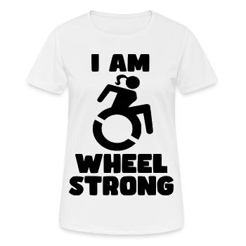 Ich bin eine starke Rollstuhlfrau. Rad stark * - Frauen T-Shirt atmungsaktiv - Weiß - Vorne - AI Model Female 172 dark (172cm)