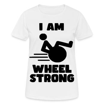 Je suis fort comme une roue. Pour les personnes en fauteuil roulant * - T-shirt respirant Femme - blanc - Devant - AI Model Female 172 dark (172cm)
