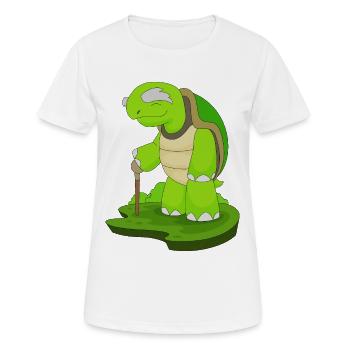 Turtle Retiree Walking Stick - Women's Breathable T-Shirt - white - Front - AI Model Female 172 dark (172cm)