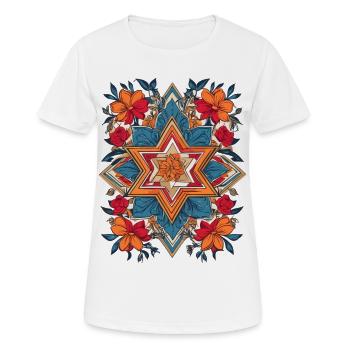 Jewish Star with Flowers - Women's Breathable T-Shirt - white - Front - AI Model Female 172 dark (172cm)