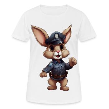 Häschen Polizei - Frauen T-Shirt atmungsaktiv - Weiß - Vorne - AI Model Female 172 dark (172cm)