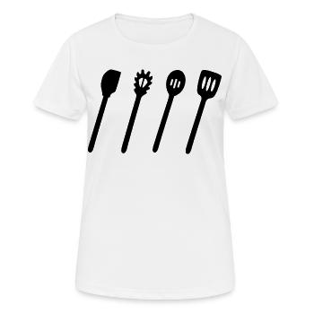 Kochlöffel Set - Frauen T-Shirt atmungsaktiv - Weiß - Vorne - AI Model Female 172 dark (172cm)