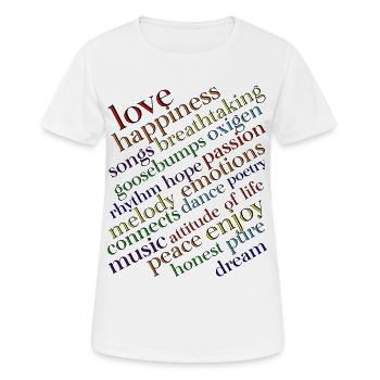 Regenbogen Typografie Lebensfreude - Frauen T-Shirt atmungsaktiv - Weiß - Vorne - AI Model Female 172 dark (172cm)