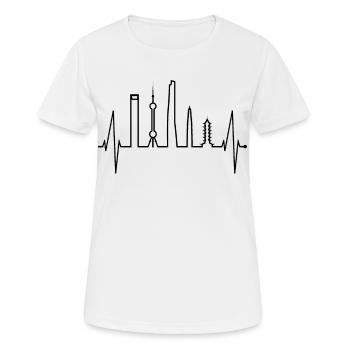 Shanghai Skyline Heartbeat Chine J’aime Shanghai - T-shirt respirant Femme - blanc - Devant - AI Model Female 172 dark (172cm)