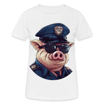 Schweinchen Polizei - Frauen T-Shirt atmungsaktiv - Weiß - Vorne - AI Model Female 172 dark (172cm)