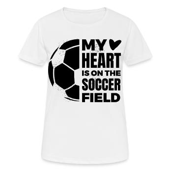 Mein Herz ist auf dem Fußballplatz - Frauen T-Shirt atmungsaktiv - Weiß - Vorne - AI Model Female 172 dark (172cm)