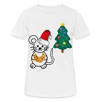 Christmas, Christmas Tree, Mouse - Women's Breathable T-Shirt - white - Front - AI Model Female 172 dark (172cm)