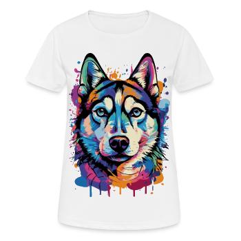 Husky Colorful - Husky Dog - Colorful Husky - T-shirt respirant Femme - blanc - Devant - AI Model Female 172 dark (172cm)