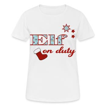 Elf on duty Christmas humour - Women's Breathable T-Shirt - white - Front - AI Model Female 172 dark (172cm)