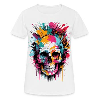 Crâne Coloré - Tête de Pirate - Crâne - T-shirt respirant Femme - blanc - Devant - AI Model Female 172 dark (172cm)