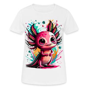 Axolotl Farbenfroh - Axolotl Amphibie - Lurch Bunt - Frauen T-Shirt atmungsaktiv - Weiß - Vorne - AI Model Female 172 dark (172cm)