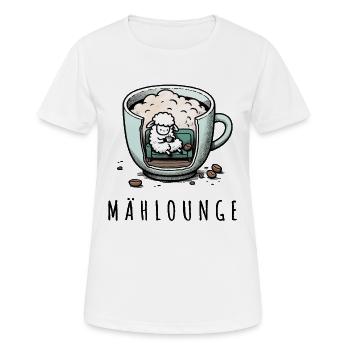 mählounge melange schaf lounge wortspiel kaffee - Frauen T-Shirt atmungsaktiv - Weiß - Vorne - AI Model Female 172 dark (172cm)