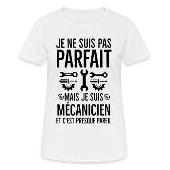 Humour mécanicien mécano - T-shirt respirant Femme - blanc - Devant - AI Model Female 172 dark (172cm)