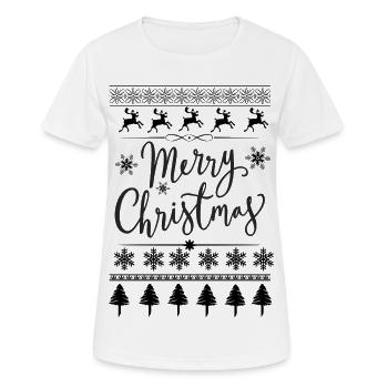 Frohe Weihnachten, inszeniert - Frauen T-Shirt atmungsaktiv - Weiß - Vorne - AI Model Female 172 dark (172cm)