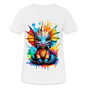 Dragon Coloré - Bébé Dragon - Tête de Dragon - T-shirt respirant Femme - blanc - Devant - AI Model Female 172 dark (172cm)