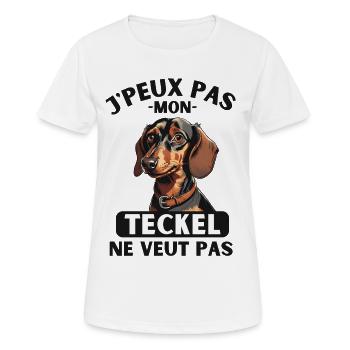 Chien doux de race TECKEL 1 - T-shirt respirant Femme - blanc - Devant - AI Model Female 172 dark (172cm)