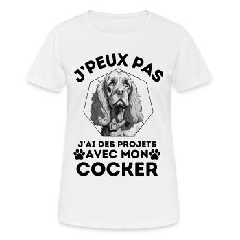 j ai des projets avec mon cocker chien mignon 2 - T-shirt respirant Femme - blanc - Devant - AI Model Female 172 dark (172cm)