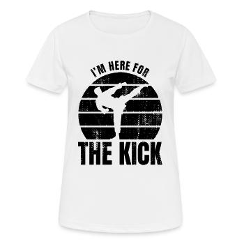 Ich bin wegen des Kicks hier - Frauen T-Shirt atmungsaktiv - Weiß - Vorne - AI Model Female 172 dark (172cm)