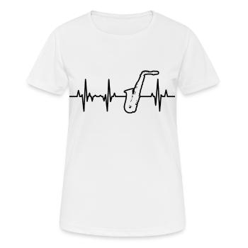 Saxophon Herzklopfen - Frauen T-Shirt atmungsaktiv - Weiß - Vorne - AI Model Female 172 dark (172cm)