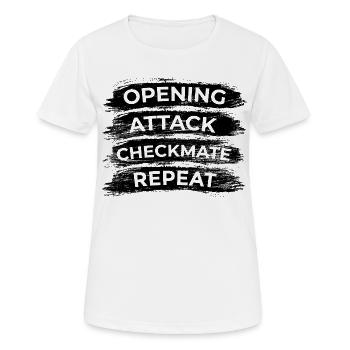 Coup d’ouverture, Échec et mat, Répétition - T-shirt respirant Femme - blanc - Devant - AI Model Female 172 dark (172cm)