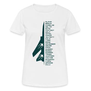 Alphabet phonétique - T-shirt respirant Femme - blanc - Devant - AI Model Female 172 dark (172cm)