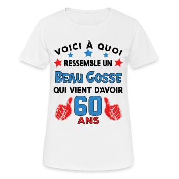 60 ans anniversaire homme cadeau humour drôle - T-shirt respirant Femme - blanc - Devant - AI Model Female 172 dark (172cm)