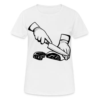 Cutting meat - Women's Breathable T-Shirt - white - Front - AI Model Female 172 dark (172cm)