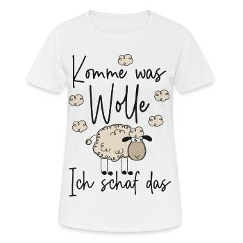 Komme was Wolle Ich schaf das - Motivation Schafe - Frauen T-Shirt atmungsaktiv - Weiß - Vorne - AI Model Female 172 dark (172cm)