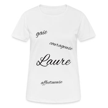 Prénom Laure - T-shirt respirant Femme - blanc - Devant - AI Model Female 172 dark (172cm)