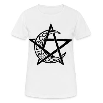 Schwarzes Mond-Pentagramm - Frauen T-Shirt atmungsaktiv - Weiß - Vorne - AI Model Female 172 dark (172cm)