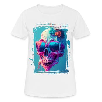 Skull lady with sunglasses - Women's Breathable T-Shirt - white - Front - AI Model Female 172 dark (172cm)